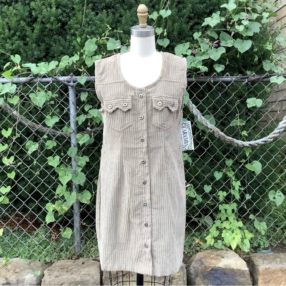 Vintage 1990s School-Girl Corduroy Mini Jumper Dress NWT New